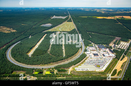 Aerial view, Volkswagen AG test track Ehra-Lessien, test track in Ehra part of the Volkswagen factory in Wolfsburg, racetrack, Stock Photo