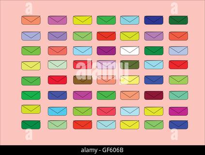 illustration which shows the little colored envelopes for light backgrounds Stock Vector
