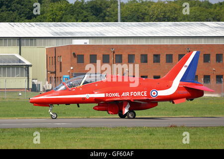 Red Arrows with their BAE Systems Hawk T.1 at Dunsfold Wings & Wheels Show 2013, UK Stock Photo