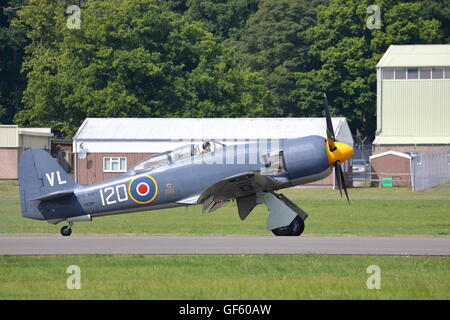 Hawker Sea Fury T.20 VX281 VL-120 at Dunsfold Wings and Wheels Show Stock Photo