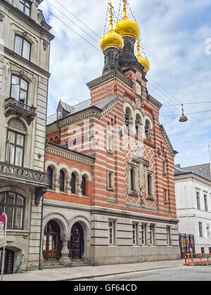 city view including orthodox church in Copenhagen, the capital city of Denmark Stock Photo