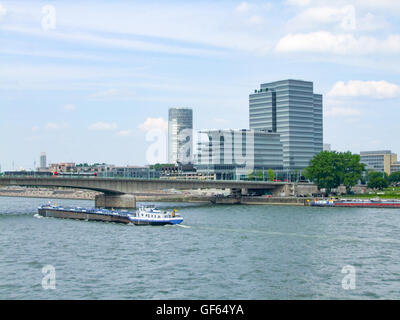 waterside scenery in Cologne, a city in North Rhine-Westphalia in Germany Stock Photo