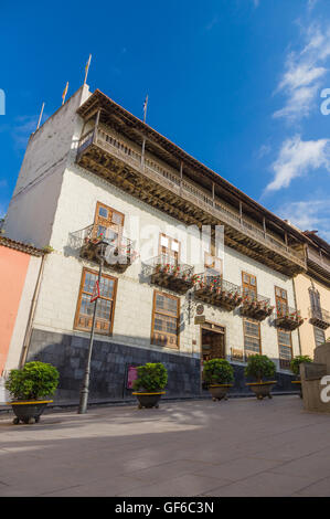 Exterior of La Casa de los Balcones - historic house and a museum in La Orotava town. Stock Photo