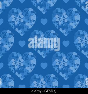 Seamless Pattern, Hearts with Butterflies Stock Vector