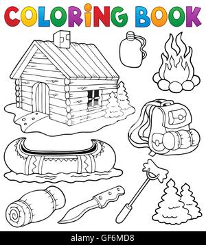 Coloring book outdoor objects collection - picture illustration. Stock Photo