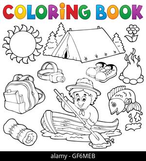 Coloring book summer outdoor collection - picture illustration. Stock Photo