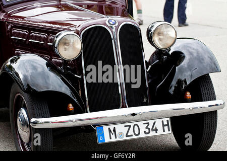 GARCHING, GERMANY - Vintage cars: detail of a vintage BMW 315 automobile produced in in  years 1934-1937 Stock Photo