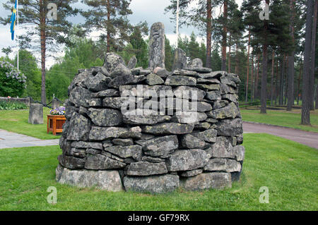 Morokulien Border between Norway and Sweden, Memorial 1754 Stock Photo