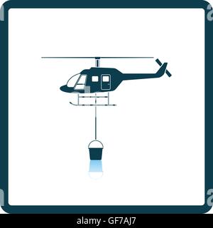 Fire service helicopter icon. Shadow reflection design. Vector illustration. Stock Vector