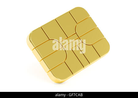 Credit Card Chip or SIM card chip, 3D rendering isolated on white background Stock Photo