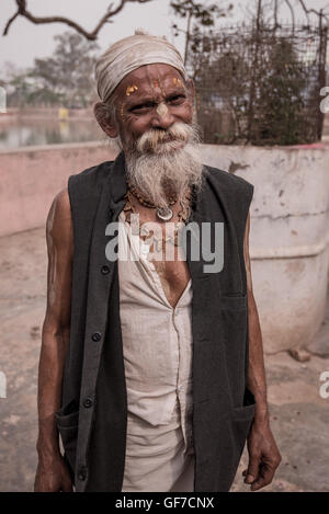 Indian holy men around the streets of Radha Kund village near Vrindavan, Uttar Pradesh, India Stock Photo