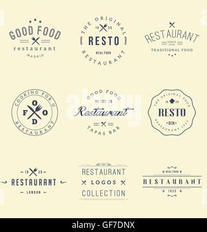 Vector restaurant labels, emblems, badges, logos for menu design ...