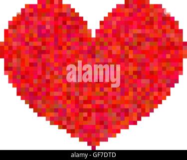 Pixel heart isolated on white background. Stock Vector