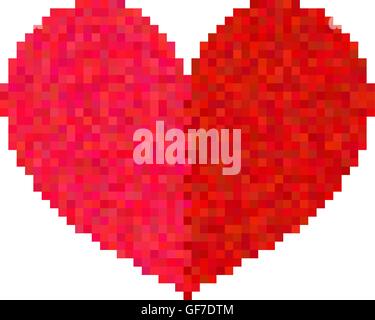 Pixel heart isolated on white background. Stock Vector