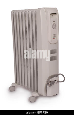 Electric oil heater isolated on white background. Clipping path included Stock Photo
