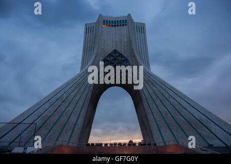 Borj-e Azadi (Liberty Tower). The tower build as a monument marks the west entrance to the city and was the symbol of Tehran. Stock Photo