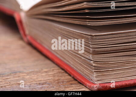 Open book closeup with selective focus Stock Photo