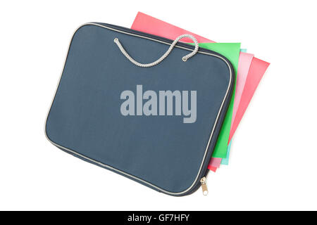 folder of papers on a white background Stock Photo