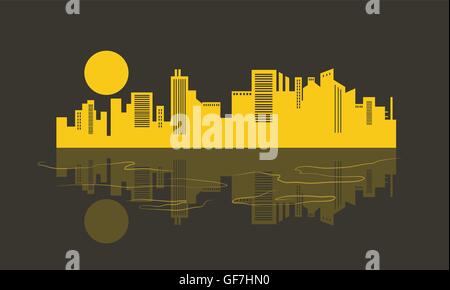 Silhouette of building and reflection Stock Vector