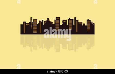 Silhouette of buildings and reflection Stock Vector