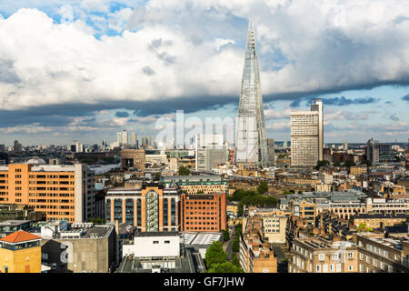 London, England - June 2016. View of  the Shard, the tallest building in London, from the Tate Modern Observation Deck Stock Photo