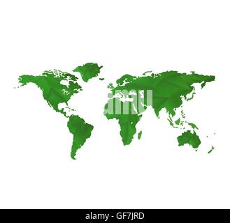 Green Design Crystal Geometric World Map On A White Background Stock Vector