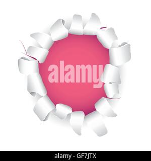 Ripped paper with pink hole full vector background Stock Vector