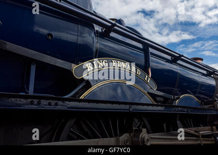 King Edward II name plate on side of restored steam train locomotive