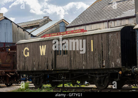 Old GWR train goods wagon on site at the Didcot Railway Centre living museum at Didcot in Oxfordshire Stock Photo