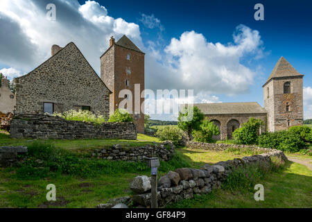 Domerie of Aubrac village on the via podiensis, Saint james way, Aveyron, France Stock Photo