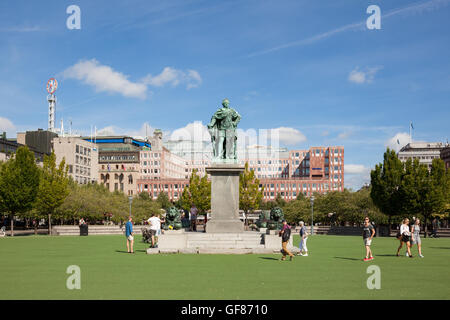 Stockholm, Sweden - Jul 27, 2016 : Front view of the Karl XIII, Charles XIII, statue at the Kungstradgarden, Stockholm Stock Photo