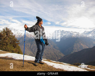 Trekking in the Himalayas Stock Photo