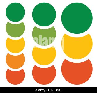 Vertical chart, graph elements, templates with 5, 4 and 3 circles Stock Vector