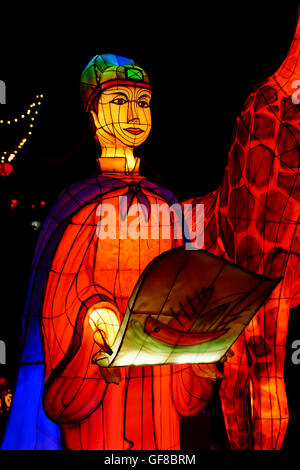 The seven voyages of Zheng He is the theme for the Chinese Lanterns at the Montreal Botanical Gardens. Quebec - Canada. Stock Photo