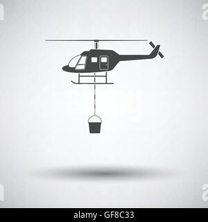 Fire service helicopter icon on gray background with round shadow. Vector illustration. Stock Vector