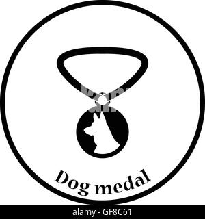 Dog medal icon. Thin circle design. Vector illustration. Stock Vector