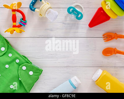 Collection of items for babies with copy space Stock Photo