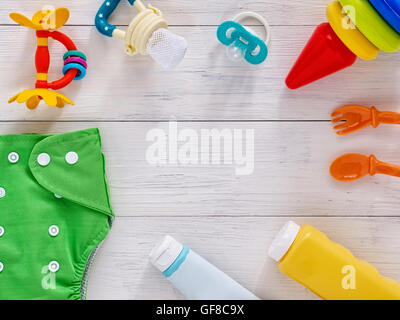 Collection of items for babies with copy space Stock Photo