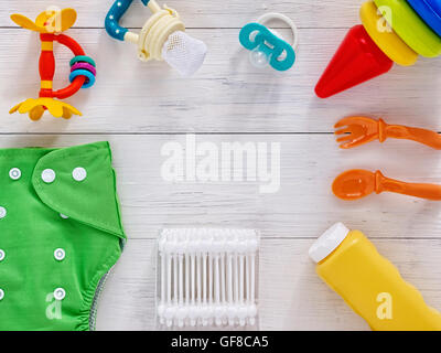 Collection of items for babies with copy space Stock Photo