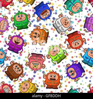 Cartoon Monsters Seamless Stock Vector