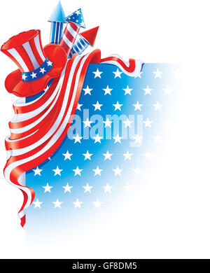 Uncle Sam Fourth of July Banner Vector illustration Stock Photo - Alamy