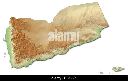 Relief map of Yemen with shaded relief. Stock Photo