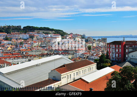 Panorama of Lisbon, Portugal. View from Principe Real Stock Photo