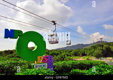 Hong Kong, China - June 7: Cable cars of Ngong Ping on Lantau island of Hong Kong on June 7, 2012. Stock Photo