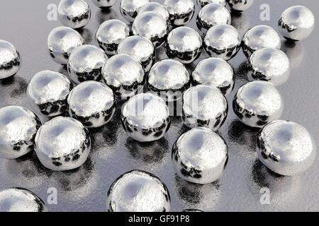 Silver nanoparticles, computer artwork. Nanotechnology involves designing systems on scales from the microscopic downwards. These nanoparticles have been built at a scale small enough to interact with individual molecules. Nanoparticles like this could be Stock Photo