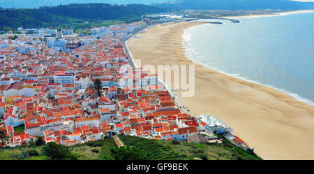 Panorama of Nazare, Portugal Stock Photo