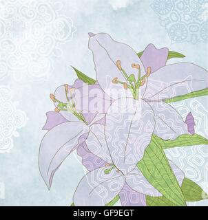 vector illustration of lily flower with leaves Stock Vector Image & Art ...