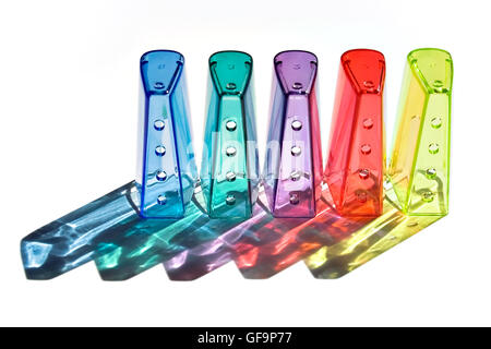 Protector colorful toothbrush on white background. Horizontal image. Stock Photo