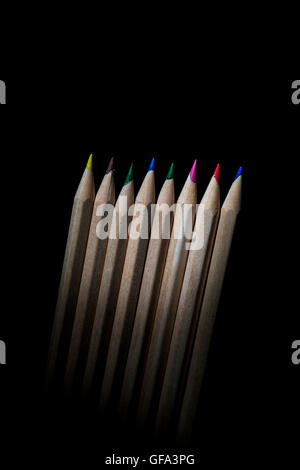 isolated set of colored pencils on black background Stock Photo