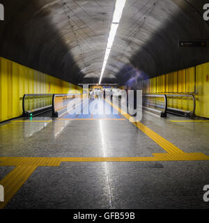 Inside a metro station in Rio de Janeiro, Brazil. The city is hosting the Olympic Games in 2016. Stock Photo